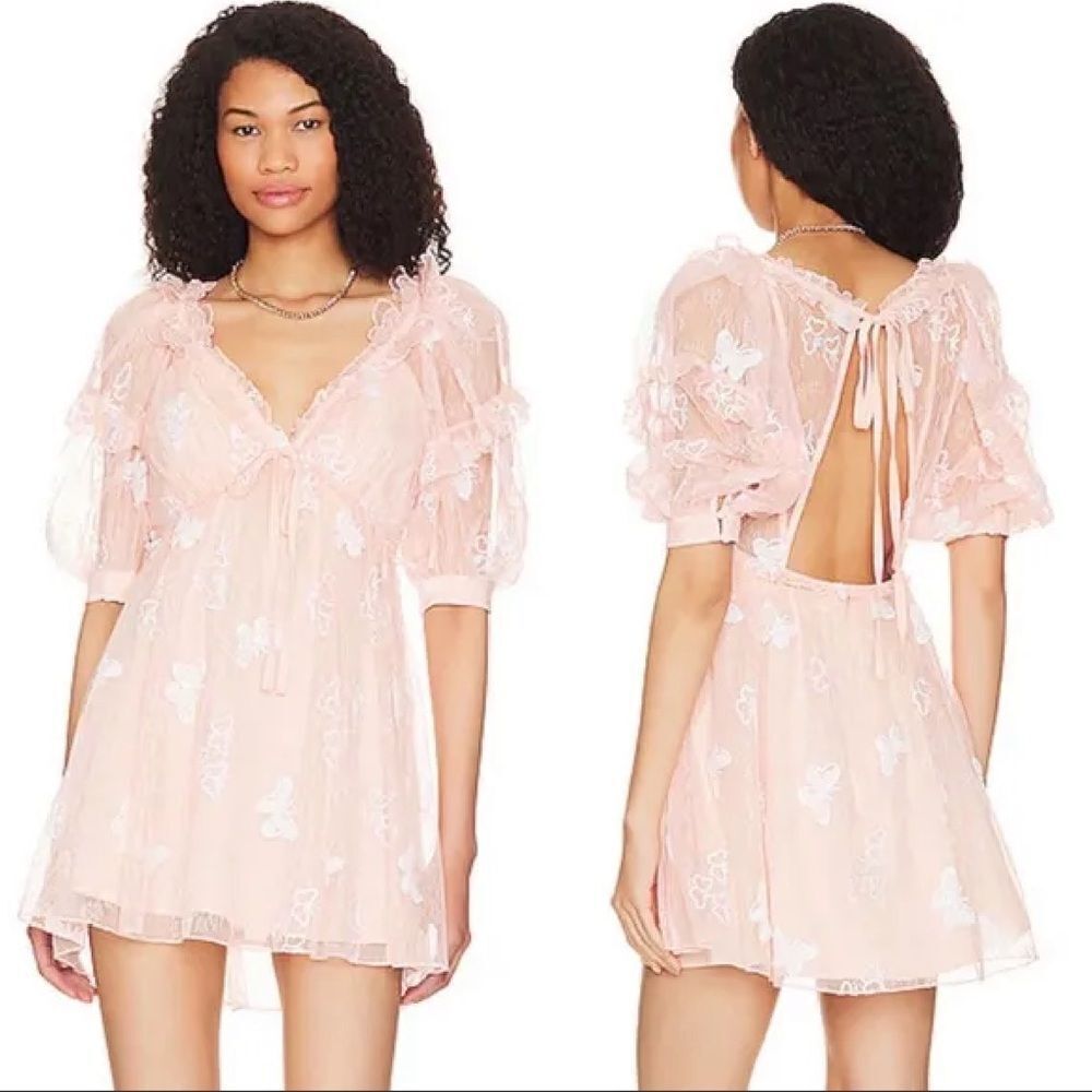 For Love And Lemons‎ Shari Lace Mini Pale Pink Size Small NWT